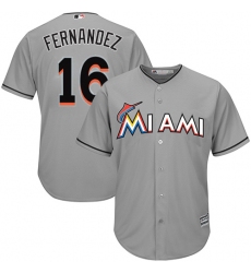Men's Majestic Miami Marlins #16 Jose Fernandez Replica Grey Road Cool Base MLB Jersey