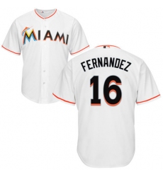 Men's Majestic Miami Marlins #16 Jose Fernandez Replica White Home Cool Base MLB Jersey