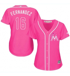 Women's Majestic Miami Marlins #16 Jose Fernandez Replica Pink Fashion Cool Base MLB Jersey