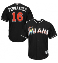 Youth Majestic Miami Marlins #16 Jose Fernandez Authentic Black Alternate 2 Cool Base MLB Jersey