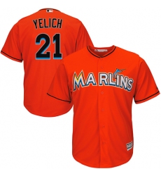 Youth Majestic Miami Marlins #21 Christian Yelich Authentic Orange Alternate 1 Cool Base MLB Jersey