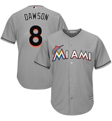 Youth Majestic Miami Marlins #8 Andre Dawson Authentic Grey Road Cool Base MLB Jersey