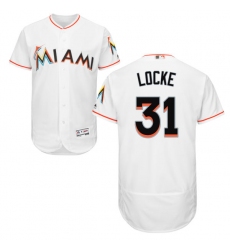 Men's Majestic Miami Marlins #31 Jeff Locke White Flexbase Authentic Collection MLB Jersey