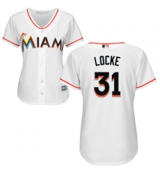 Women's Majestic Miami Marlins #31 Jeff Locke Authentic White Home Cool Base MLB Jersey