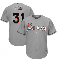 Youth Majestic Miami Marlins #31 Jeff Locke Authentic Grey Road Cool Base MLB Jersey