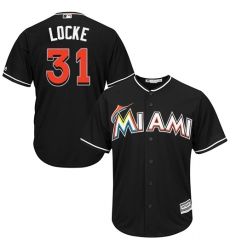Youth Majestic Miami Marlins #31 Jeff Locke Replica Black Alternate 2 Cool Base MLB Jersey