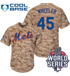 Men's Majestic New York Mets #45 Zack Wheeler Authentic Camo Alternate Cool Base 2015 World Series MLB Jersey