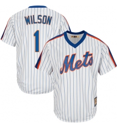 Men's Majestic New York Mets #1 Mookie Wilson Authentic White Cooperstown MLB Jersey