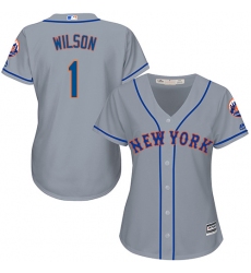Women's Majestic New York Mets #1 Mookie Wilson Authentic Grey Road Cool Base MLB Jersey
