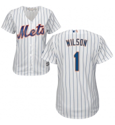 Women's Majestic New York Mets #1 Mookie Wilson Authentic White Home Cool Base MLB Jersey