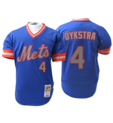 Men's Mitchell and Ness New York Mets #4 Lenny Dykstra Authentic Blue 1983 Throwback MLB Jersey