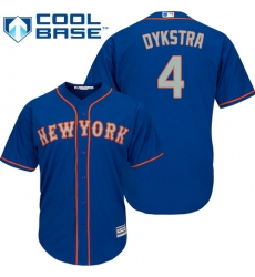 Youth Majestic New York Mets #4 Lenny Dykstra Authentic Royal Blue Alternate Road Cool Base MLB Jersey