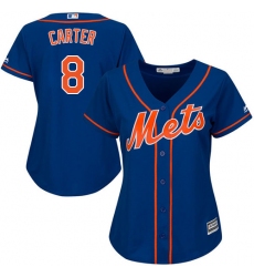 Women's Majestic New York Mets #8 Gary Carter Authentic Royal Blue Alternate Home Cool Base MLB Jersey