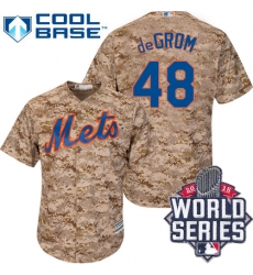 Men's Majestic New York Mets #48 Jacob deGrom Authentic Camo Alternate Cool Base 2015 World Series MLB Jersey