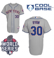 Men's Majestic New York Mets #30 Nolan Ryan Authentic Grey Road Cool Base 2015 World Series MLB Jersey