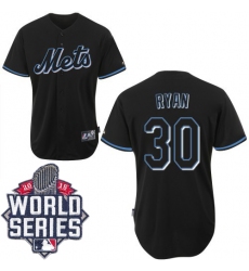 Men's Majestic New York Mets #30 Nolan Ryan Replica Black Fashion 2015 World Series MLB Jersey
