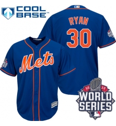 Men's Majestic New York Mets #30 Nolan Ryan Replica Royal Blue Alternate Home Cool Base 2015 World Series MLB Jersey
