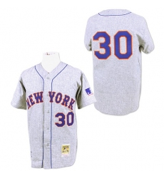 Men's Mitchell and Ness 1969 New York Mets #30 Nolan Ryan Authentic Grey Throwback MLB Jersey