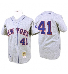 Men's Mitchell and Ness 1969 New York Mets #41 Tom Seaver Authentic Grey Throwback MLB Jersey