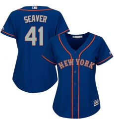 Women's Majestic New York Mets #41 Tom Seaver Authentic Royal Blue Alternate Road Cool Base MLB Jersey
