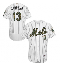 Men's Majestic New York Mets #13 Asdrubal Cabrera Authentic White 2016 Memorial Day Fashion Flex Base MLB Jersey