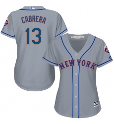 Women's Majestic New York Mets #13 Asdrubal Cabrera Authentic Grey Road Cool Base MLB Jersey