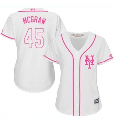 Women's Majestic New York Mets #45 Tug McGraw Replica White Fashion Cool Base MLB Jersey