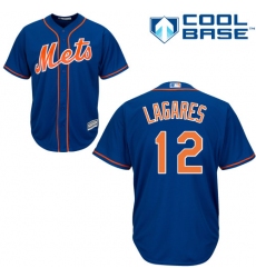 Youth Majestic New York Mets #12 Juan Lagares Authentic Royal Blue Alternate Home Cool Base MLB Jersey