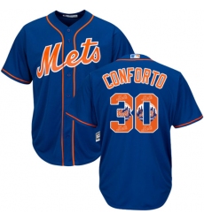 Men's Majestic New York Mets #30 Michael Conforto Authentic Royal Blue Team Logo Fashion Cool Base MLB Jersey