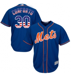 Men's Majestic New York Mets #30 Michael Conforto Authentic Royal Blue USA Flag Fashion MLB Jersey