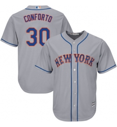 Youth Majestic New York Mets #30 Michael Conforto Authentic Grey Road Cool Base MLB Jersey