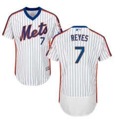 Men's Majestic New York Mets #7 Jose Reyes White/Royal Flexbase Authentic Collection MLB Jersey