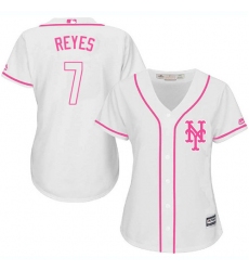 Women's Majestic New York Mets #7 Jose Reyes Authentic White Fashion Cool Base MLB Jersey