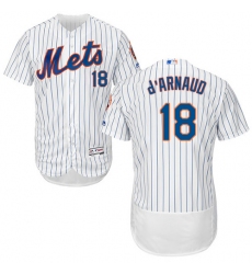 Men's Majestic New York Mets #18 Travis d'Arnaud White Flexbase Authentic Collection MLB Jersey