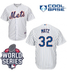 Men's Majestic New York Mets #32 Steven Matz Authentic White Home Cool Base 2015 World Series MLB Jersey
