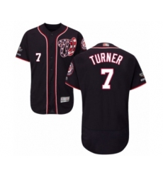 Men's Washington Nationals #7 Trea Turner Navy Blue Alternate Flex Base Authentic Collection 2019 World Series Champions Baseball Jersey