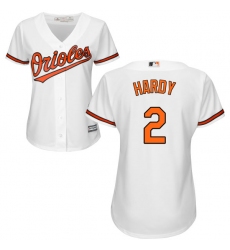 Women's Majestic Baltimore Orioles #2 J.J. Hardy Replica White Home Cool Base MLB Jersey