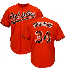 Men's Majestic Baltimore Orioles #34 Kevin Gausman Authentic Orange Team Logo Fashion Cool Base MLB Jersey