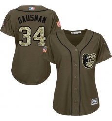 Women's Majestic Baltimore Orioles #34 Kevin Gausman Replica Green Salute to Service MLB Jersey