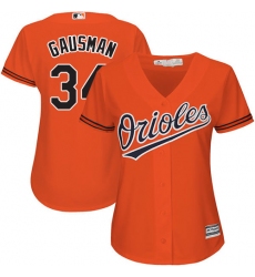 Women's Majestic Baltimore Orioles #34 Kevin Gausman Replica Orange Alternate Cool Base MLB Jersey