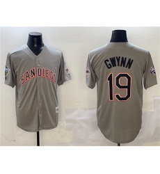 Men's San Diego Padres #19 Tony Gwynn Gray With Cool Base Stitched Jersey