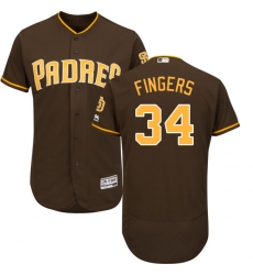 Men's Majestic San Diego Padres #34 Rollie Fingers Brown Alternate Flex Base Authentic Collection MLB Jersey