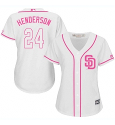 Women's Majestic San Diego Padres #24 Rickey Henderson Authentic White Fashion Cool Base MLB Jersey
