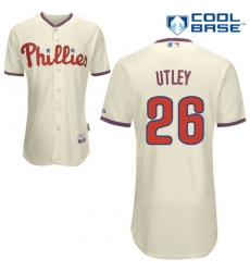 Youth Majestic Philadelphia Phillies #26 Chase Utley Authentic Cream Alternate Cool Base MLB Jersey