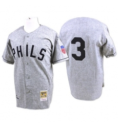 Men's Mitchell and Ness 1942 Philadelphia Phillies #3 Chuck Klein Authentic Grey Throwback MLB Jersey