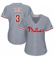 Women's Majestic Philadelphia Phillies #3 Chuck Klein Authentic Grey Road Cool Base MLB Jersey