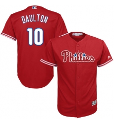 Youth Majestic Philadelphia Phillies #10 Darren Daulton Authentic Red Alternate Cool Base MLB Jersey