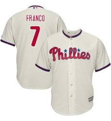 Youth Majestic Philadelphia Phillies #7 Maikel Franco Authentic Cream Alternate Cool Base MLB Jersey