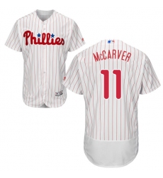 Men's Majestic Philadelphia Phillies #11 Tim McCarver White Home Flex Base Authentic Collection MLB Jersey
