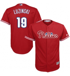 Men's Majestic Philadelphia Phillies #19 Greg Luzinski Replica Red Alternate Cool Base MLB Jersey